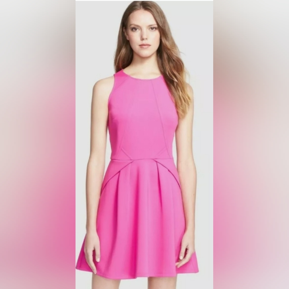 TED BAKER London Sew In Love Mitton Scuba Sleeveless Skater Dress Hot Pink 4/10 - Picture 2 of 8